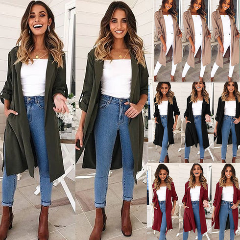 Women's long trench coat jacket - ROUTINE FASHION